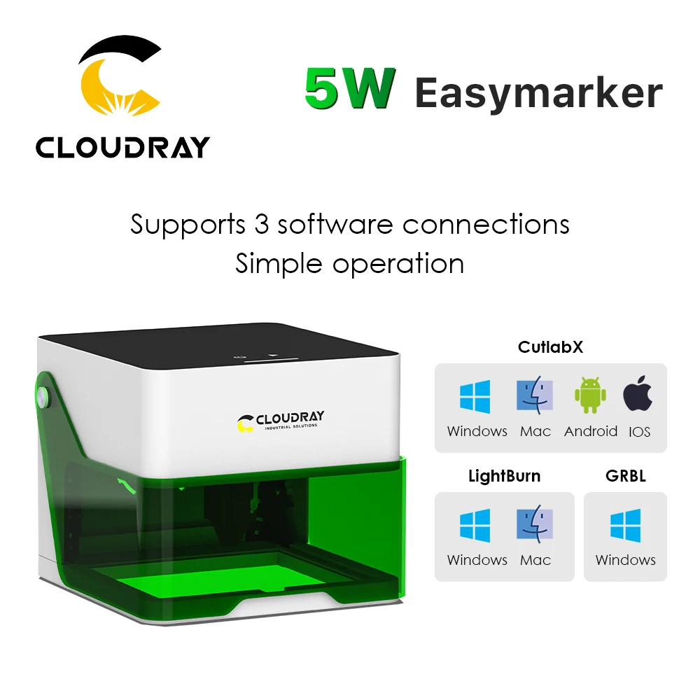 Cloudray Househould Laser Engraver Mark Printer Cutter Woodworking Machines BM1 Plastic 5000mw Wifi Smart Mini Engraving Machine