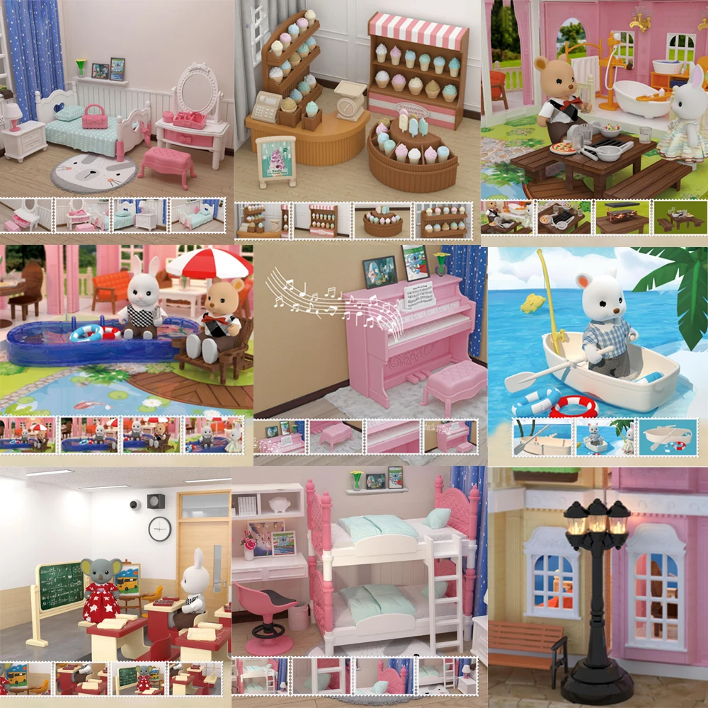 Giocattoli originali Articoli in miniatura Mobili Giocattoli per la famiglia Casa delle bambole Soggiorno Bagno Set da cucina Fai finta di idee creative Giocattoli per bambini