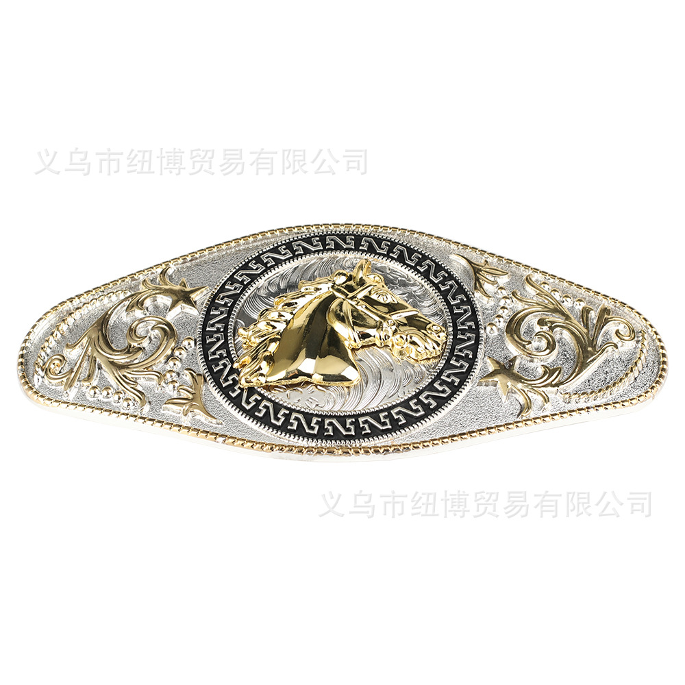 Fivela de cinto de cabeça de cavalo dourado para esportes equestres Matador