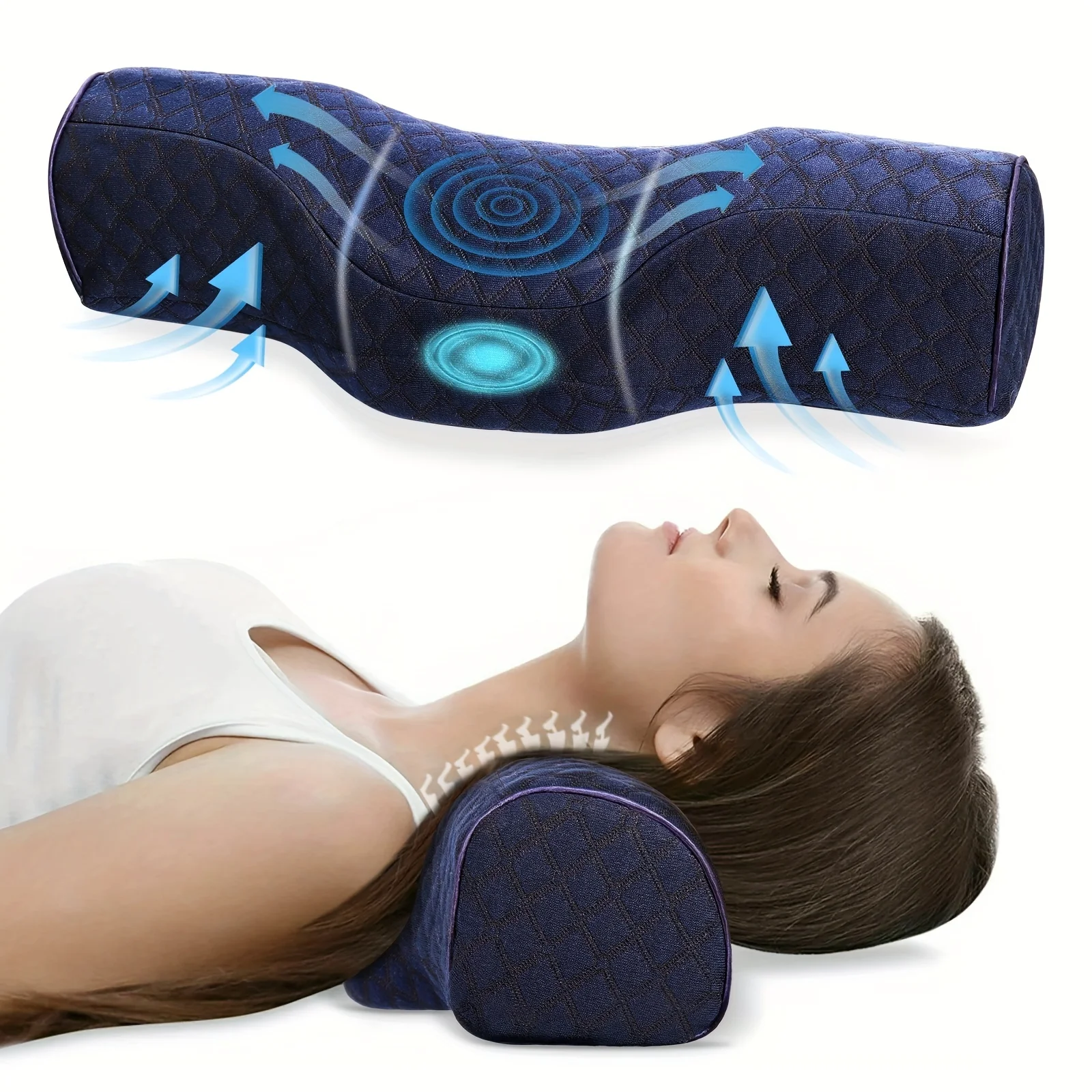 Almohada ortopédica para el cuello: soporte cervical superior, espuma viscoelástica suave, transpirable, lavable, ideal para cada sueño