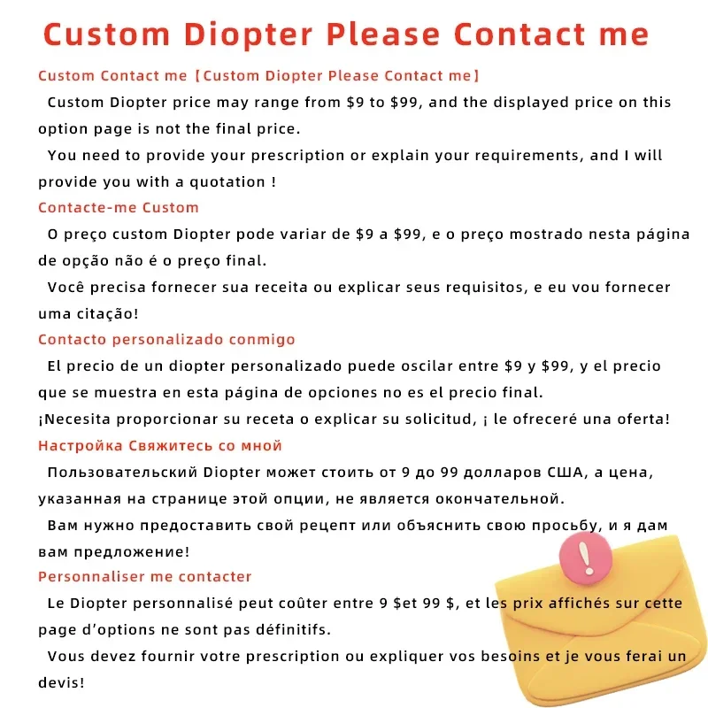 Provide Customers With Price Difference Link Or Special Custom Diopter Please consult us before placing an order
