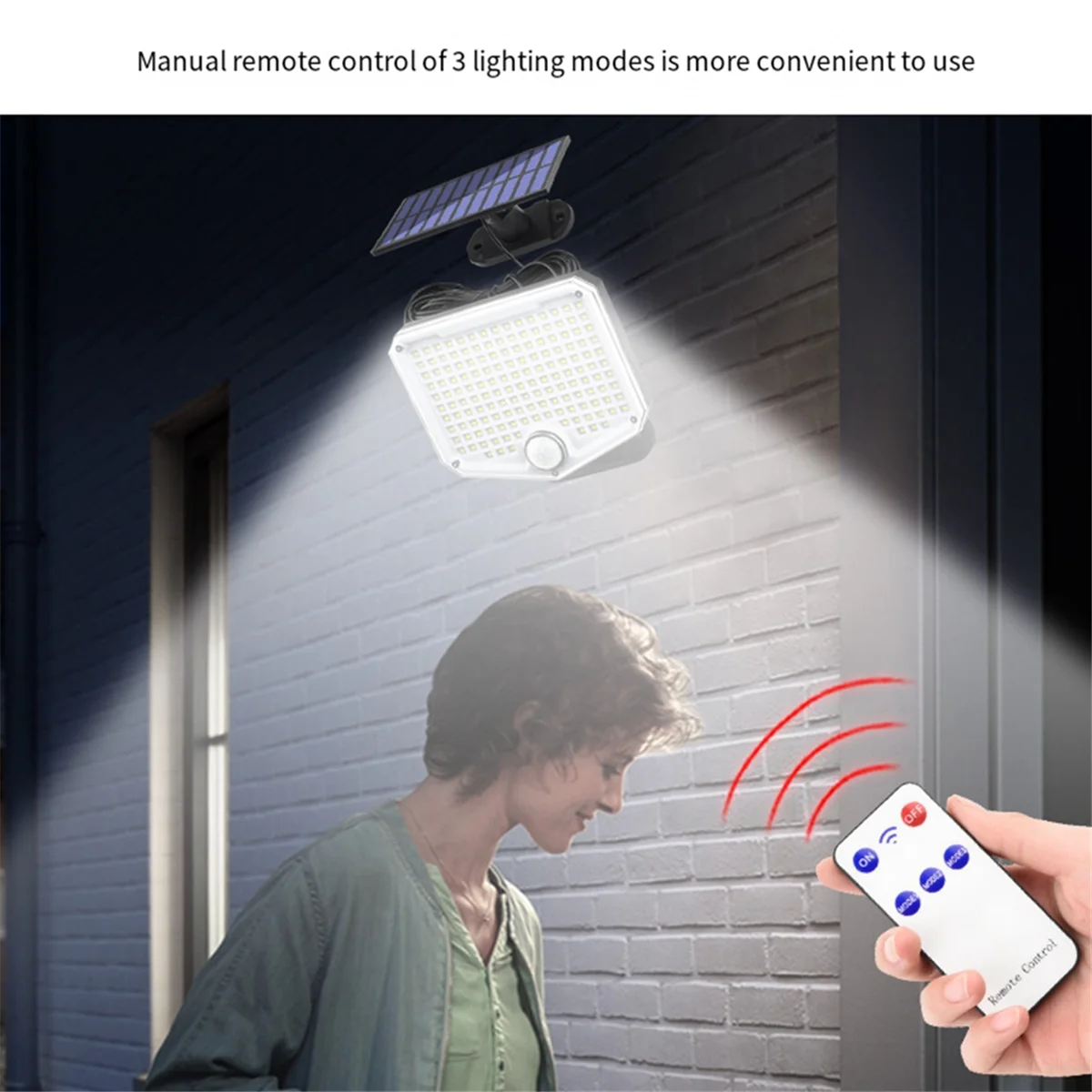BAAU พลังงานแสงอาทิตย์กลางแจ้ง Super Bright Motion Sensor พลังงานแสงอาทิตย์ Strong Power LED โคมไฟติดผนังสวน IP44 3 โหมดการทํางาน 153 LED