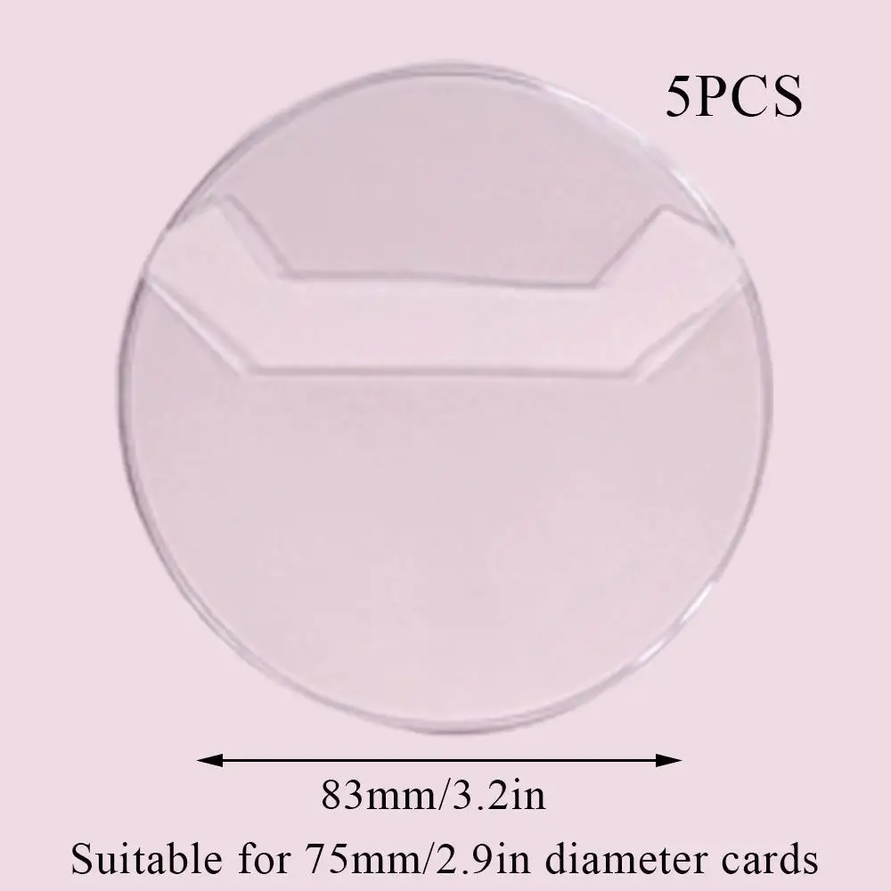 5PCS Transparent Badge Display Sleeve Round Card Storage Case Anime Badges Decoration Protective Sleeve Badge Protector Case