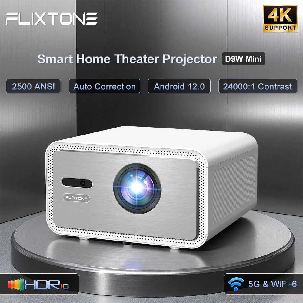 Flixtone D9W Mini 2500 ANSI Full HD 1080P Проектор 4K Портативные проекторы луча для фильмов Домашний кинотеатр WiFi Android Игровой проектор