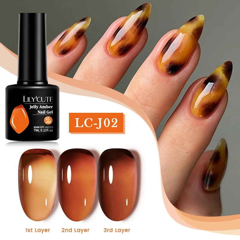 LILYCUTE 7ml gelatina translúcida esmalte de uñas de color marrón barniz de Gel de larga duración semipermanente UV manicura artística de uñas
