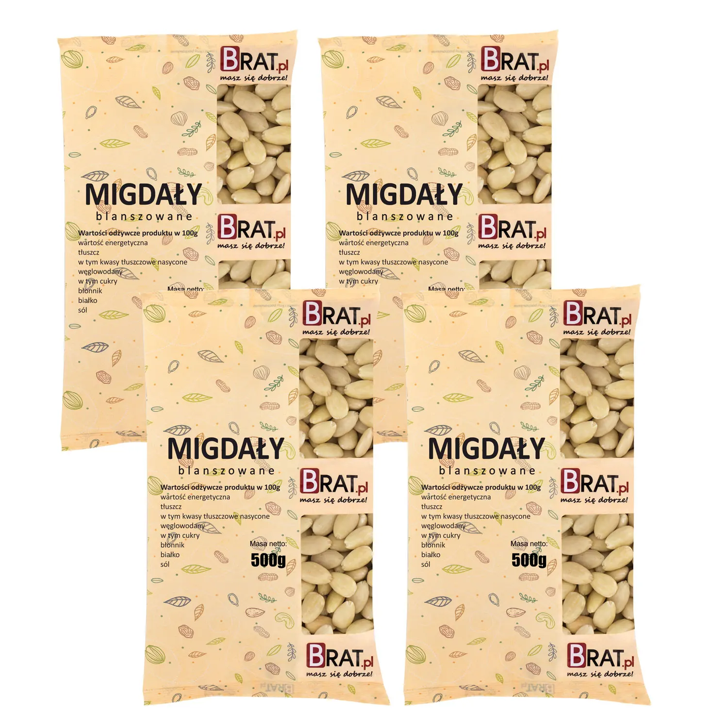 Migdały blanszowane zestaw 4 x 500g