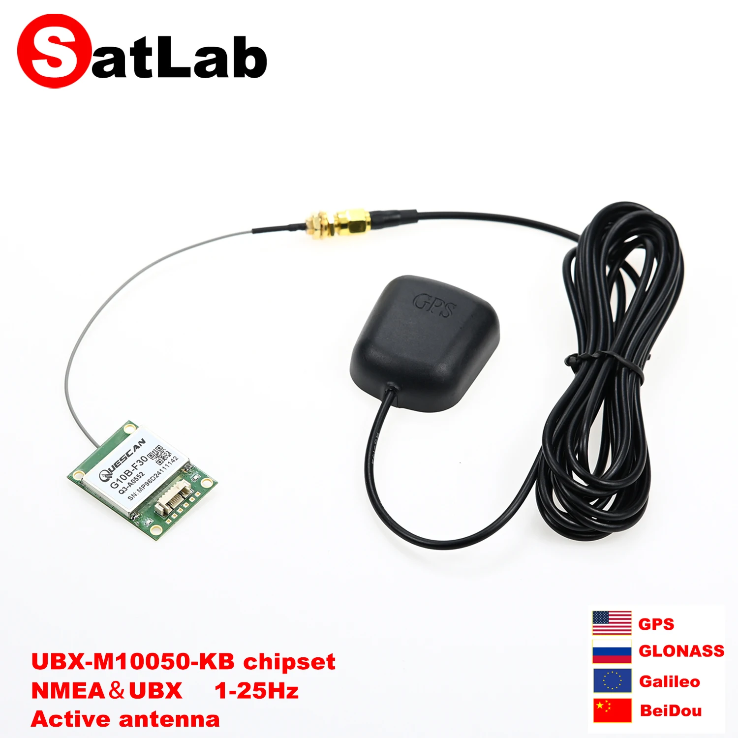1-25Hz G10B-F30 UBX-M10050-KB M10 GPS GNSS módulo antena activa GPS Galileo GLONASS BeiDou receptor NMEA0183 protocolo UBX