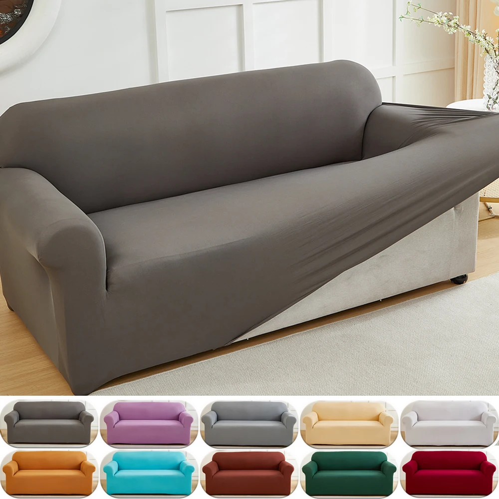 Funda elástica para sofá, funda para sofá de Color sólido, Protector de muebles suave antideslizante a prueba de polvo para decoración del hogar y la sala de estar, 1 ud.
