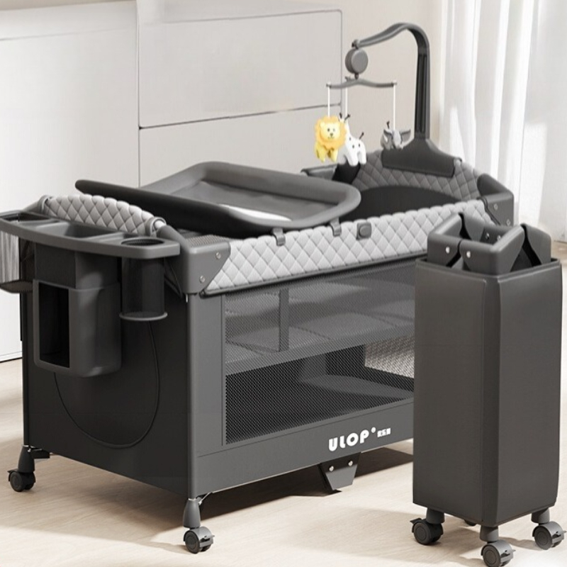 Light Luxury and Simple Baby Crib, Foldable and Spliced Large Bed, Mobile Baby Bed, Portable Newborn Baby Diaper Table