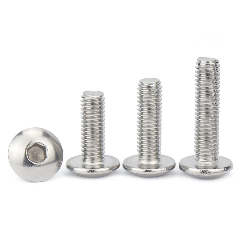 M2 M2.5 M3 M4 M5 M6 M8 M10 304 tornillos de cabeza hueca hexagonal de acero inoxidable cabeza de seta tornillos de cabeza de botón hexagonal