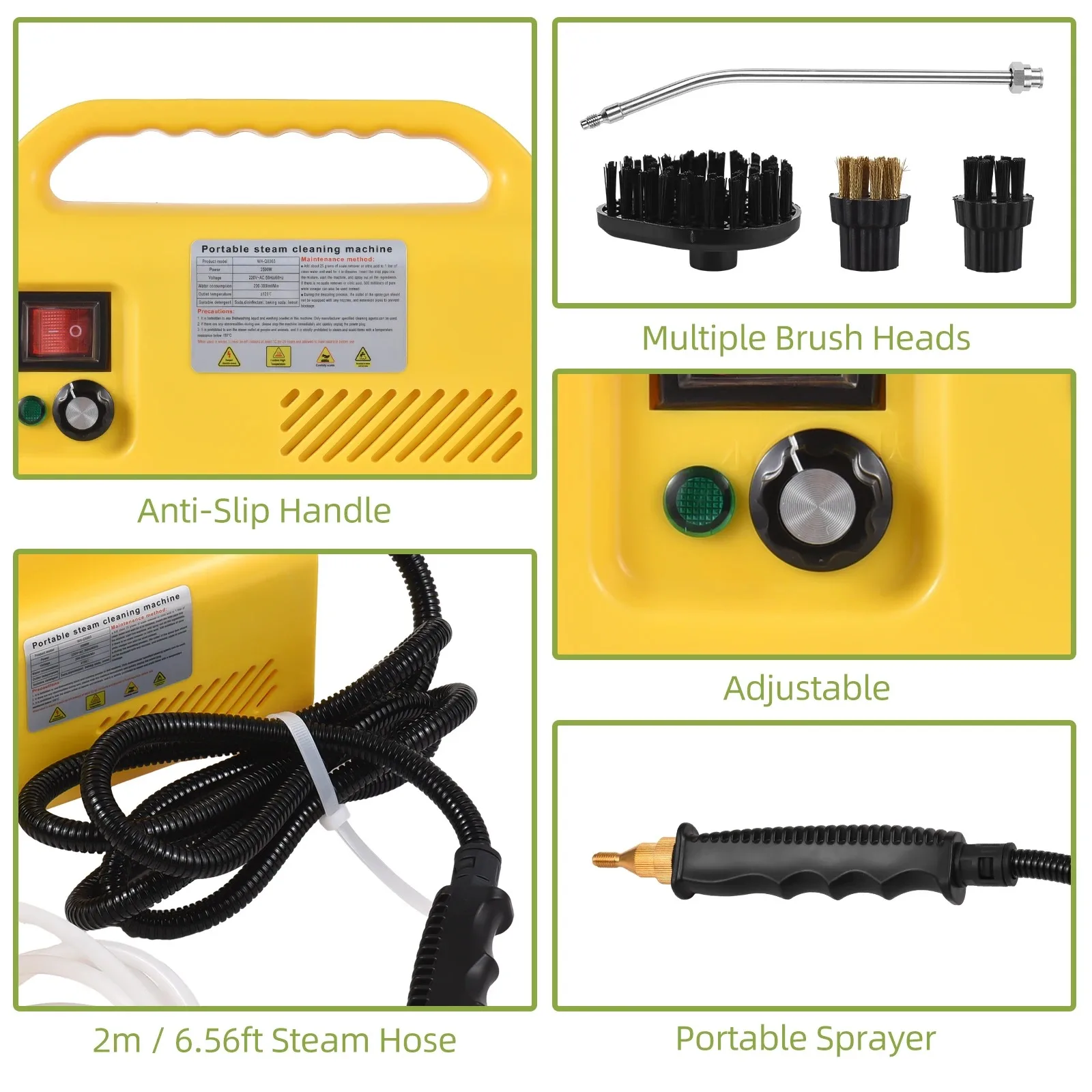 220V EU/KR Plug  Multifunction Handheld Steam Cleaner  Multi-plug 2500W Powerfull 3Bar Steam Cleaning Tool