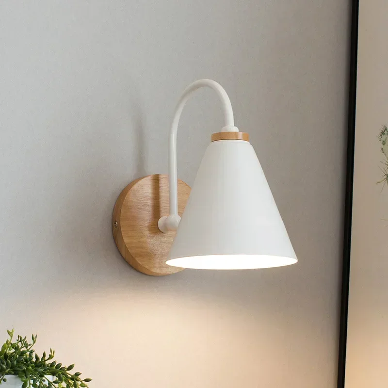 Nordic Wandleuchte Leuchte für Schlafzimmer Nachttisch Wohnzimmer Beleuchtung Leuchte Lampe Innen Holz Dekor Retro