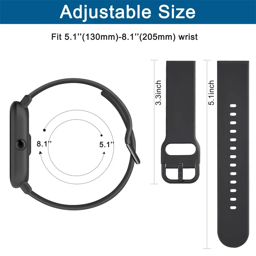 Correa de silicona de 20mm/22mm para Amazfit GTS/2/2e/3/4 GTS2 Mini/GTR 4/3/Pro/47mm/GTR2/2e/stratos/3 pulsera Bip/U/S/lite