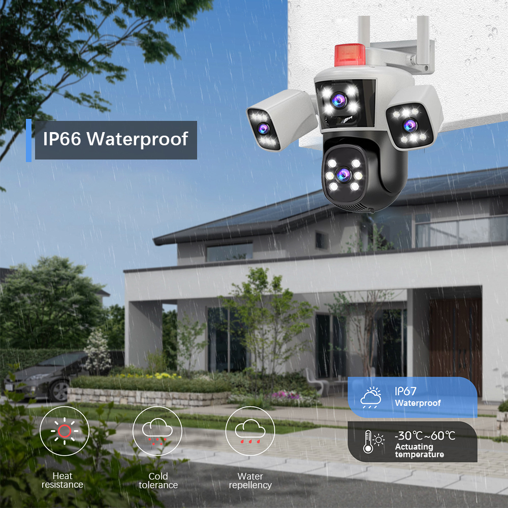 LLSEE 12MP,6K,4 lenses,WiFi surveillance camera,10x zoom,PTZ security protection,CCTV outdoor WiFi camera,IP camera