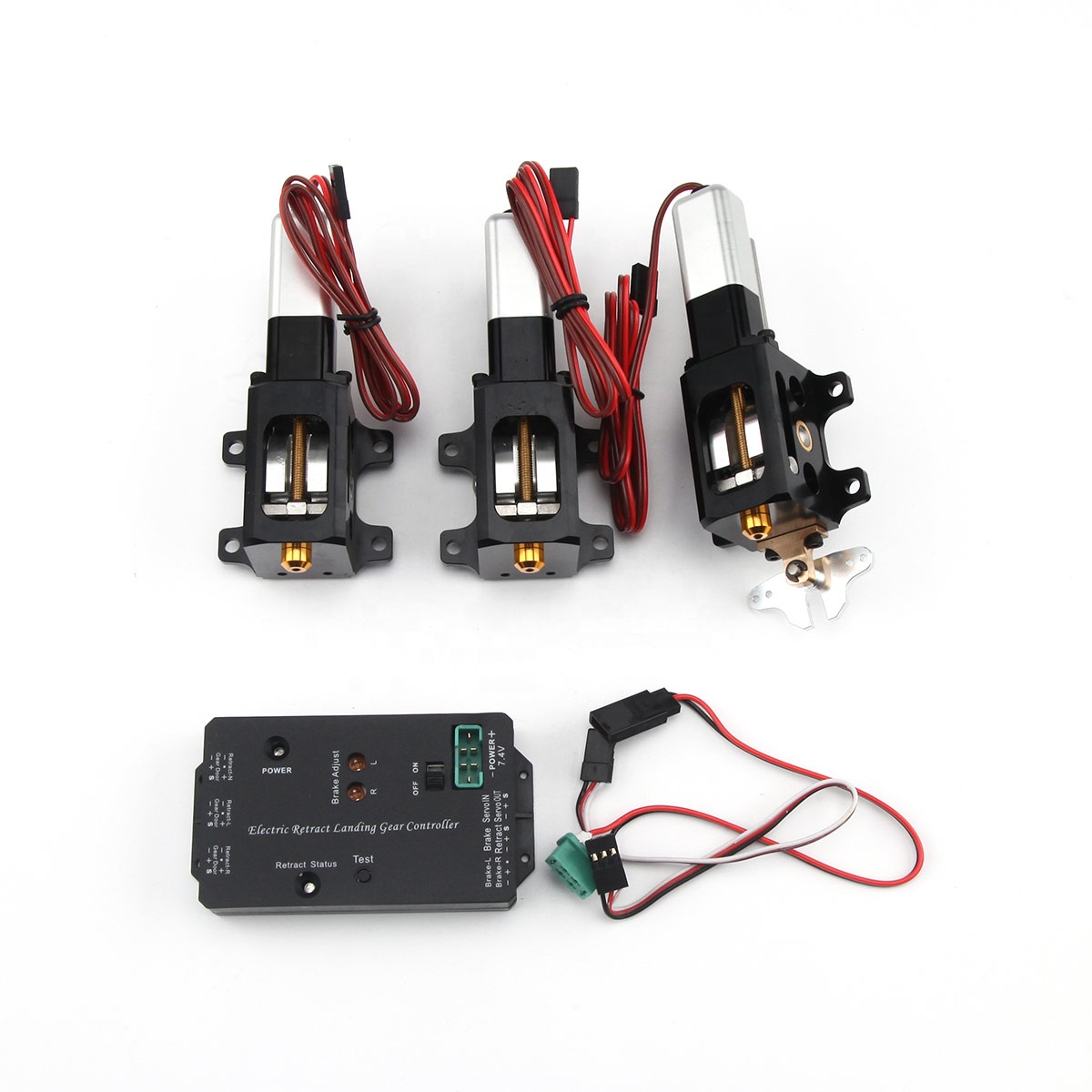 Een set CYS-R2090 standaard 90 elektronisch intrekbaar landingsgestel voor Vortex/Jet-vliegtuigen van 6-12 kg