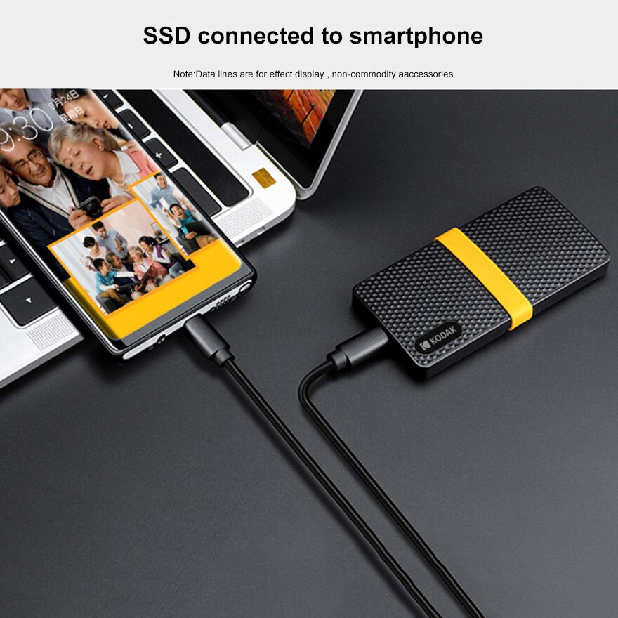 Kodak X200 Przenośny dysk SSD 2TB 1TB USB 3.1 Typ C Zewnętrzny dysk twardy 512GB 256GB Dysk półprzewodnikowy do PS4 Laptop Macbook PC
