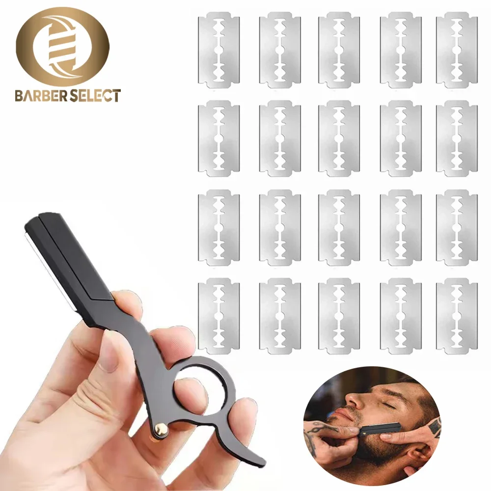 Thumb Manual Razor Straight Edge Haircut Beard Eyebrow Shaver Men Depilation Razor Hairdresser Trimming Replaceable Blades