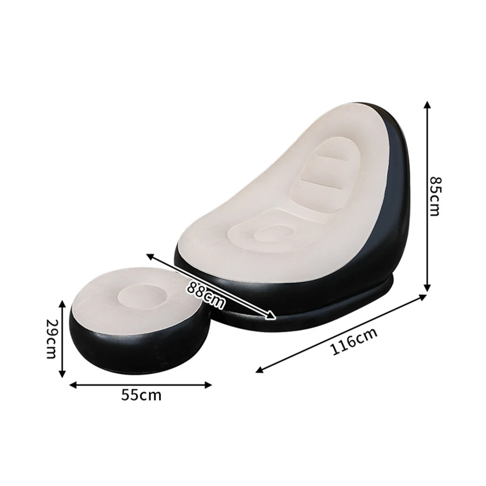 Sofá perezoso, silla inflable, sofá cama plegable reclinable para exteriores, taburete, cama de aire plegable portátil, juego de sillón para el almuerzo