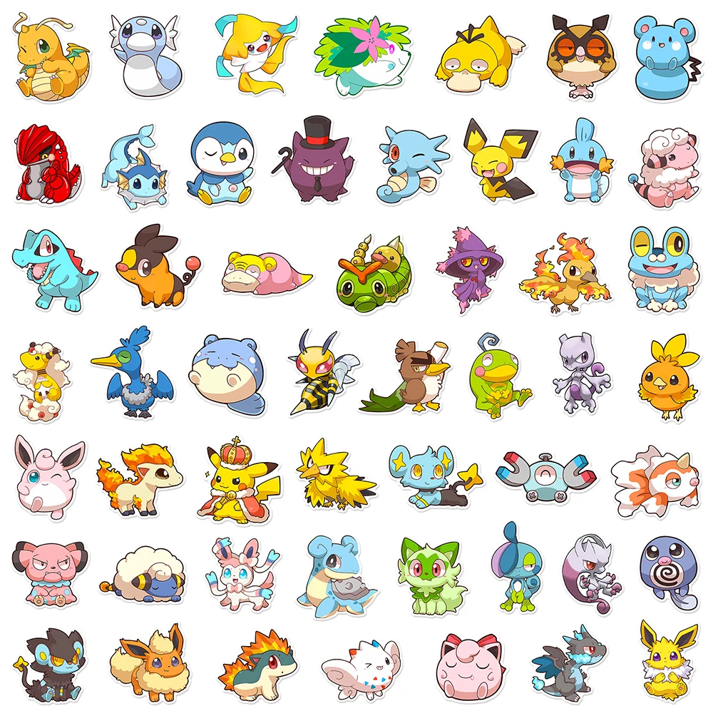 10/30/50PCSอะนิเมะPokemonน่ารักสติกเกอร์Graffitiตกแต่งDIYสเก็ตบอร์ดโทรศัพท์ตู้เย็นจักรยานการ์ตูนDecalsสนุกสําหรับของเล่นเด็กของขวัญ