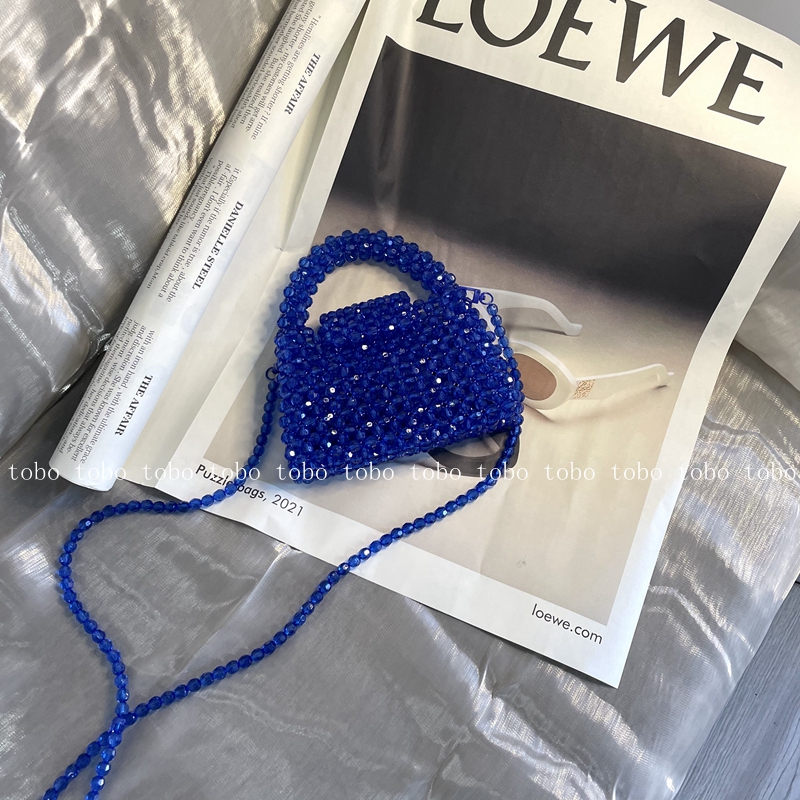 ยาวสีเขียวที่กำหนดเองลูกปัดกระเป๋า Hand-ทอ Celebrity กระเป๋าถือที่ไม่ซ้ำกันออกแบบงานเลี้ยงสำหรับผู้หญิงกระเป๋าด้านบนกระเป๋าถือและกระเป๋าเงิน