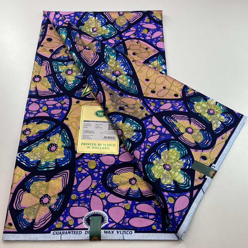 Ткань 100% хлопок Grand Super Wax Африканская золотая восковая ткань Высококачественная восковая ткань с принтом Анкары для шитья 6 ярдов Новое поступление