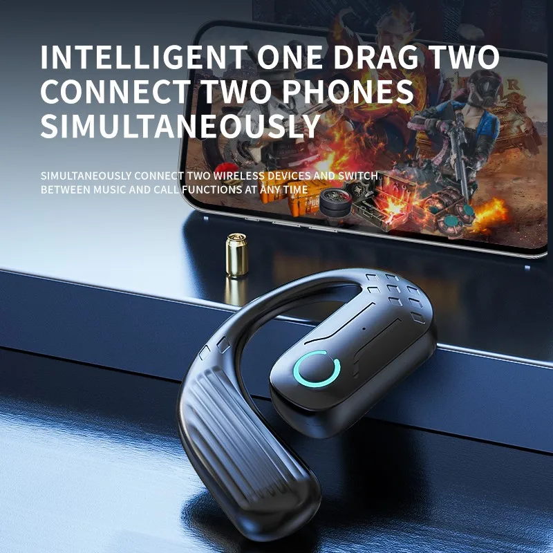 ชุดหูฟังไร้สาย Bluetooth 5.4 Open 180 °   การหมุนปรับหูซ้ายขวาหู Universal Ear-Hook หูฟังพร้อมไมโครโฟนธุรกิจกีฬา