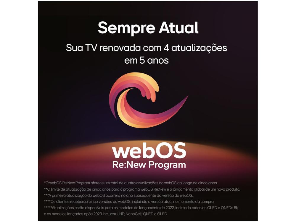 Smart TV 50" 4K LCD LED NanoCell LG 50NANO80TSA WebOS 24 Processador α5 Ger7 Wi-Fi e Bluetooth com Alexa 3 HDMI 2 USB