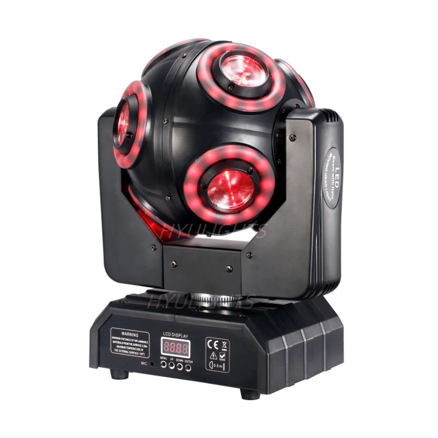 LED Moving Head 8x15W RGBW 4in1 mit Halo RGB 3in1Fußballlicht 360 °   Infinite Rotation Beam Strobe DJ Bar DMX 512 Bühneneffekt