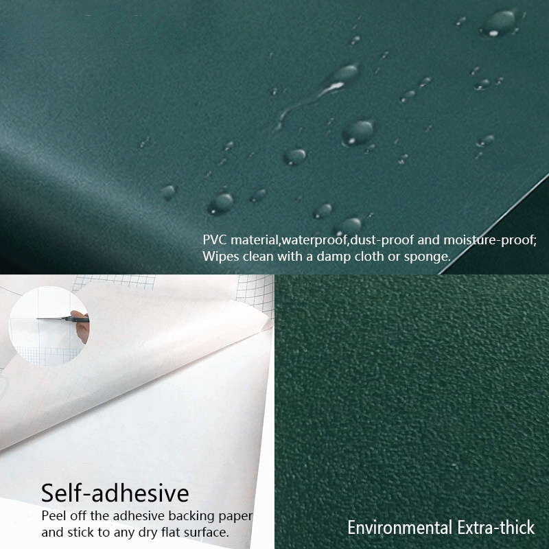 PVC 防水ビニール壁コンタクト紙ダークグリーン自己粘着壁紙寝室キッチンキャビネット家具ステッカー家の装飾