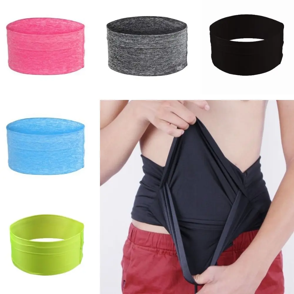 Professional 3 Pocket Running Waist Bag Invisible Elastic Yoga Belt Bag Large Capacity Adjustable Storage Bag Cycling
