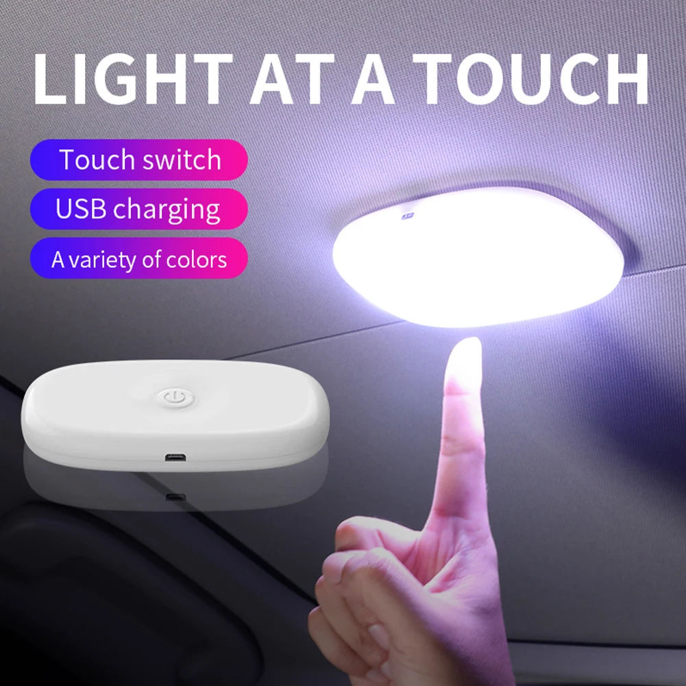 Luz de lectura de coche recargable, luz LED Interior USB, montaje magnético, luz de techo inalámbrica, accesorios que cambian de Color para coche RV