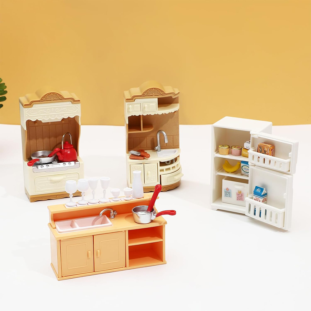 Casa de bonecas móveis cozinha jogar conjunto geladeira em miniatura 1:12 mini comida sala estar sofá conjunto fingir jogar accessores brinquedo