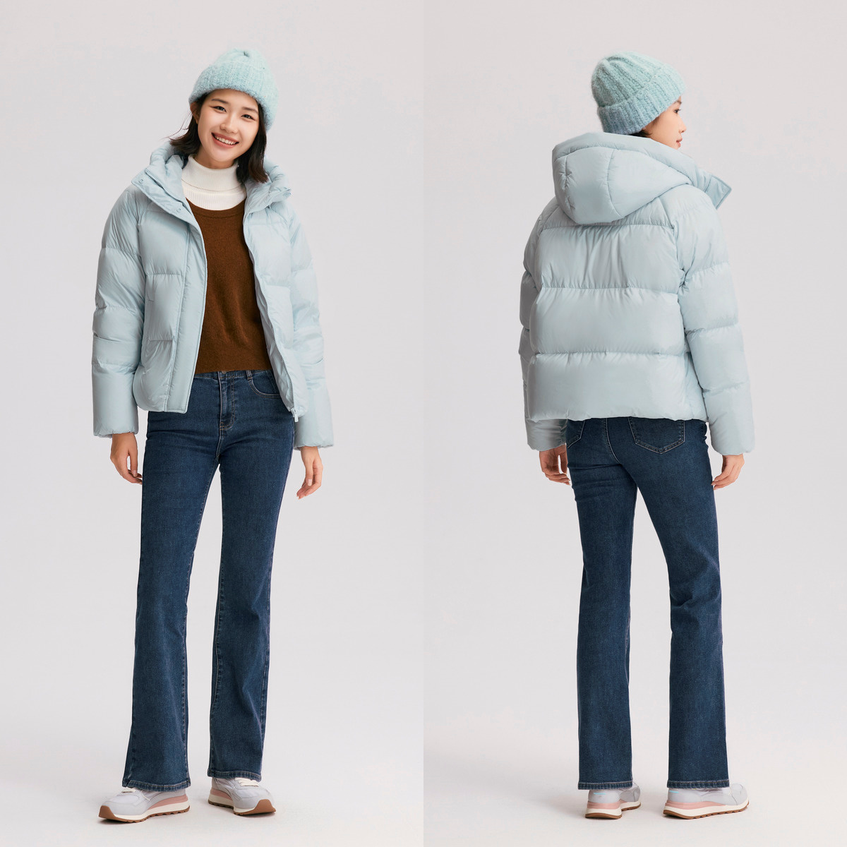 Semir Daunen jacke Frauen einfarbig lose vielseitig 2024 Winter neue dreifache Kapuze Puffer Mantel Daunen jacke