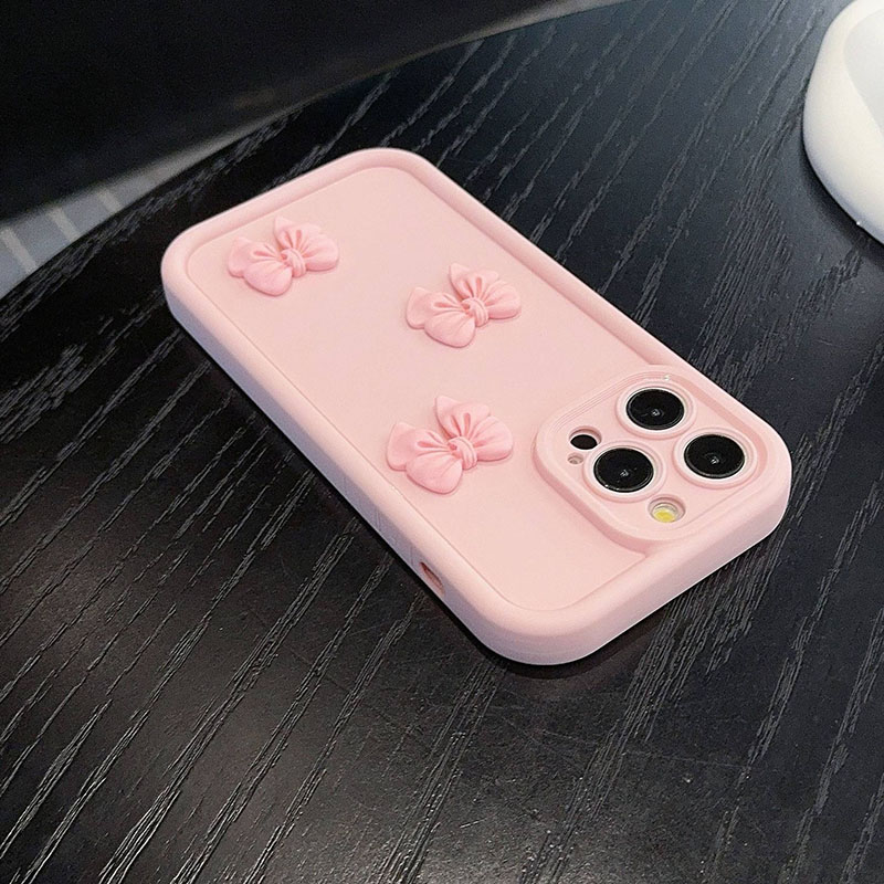 Funda de teléfono suave de silicona con forma de mariposa rosa 3D para iPhone 16 15 14 13 12 11 Pro Max XS XR X 7 8 Plus SE cubierta de caramelo a prueba de golpes