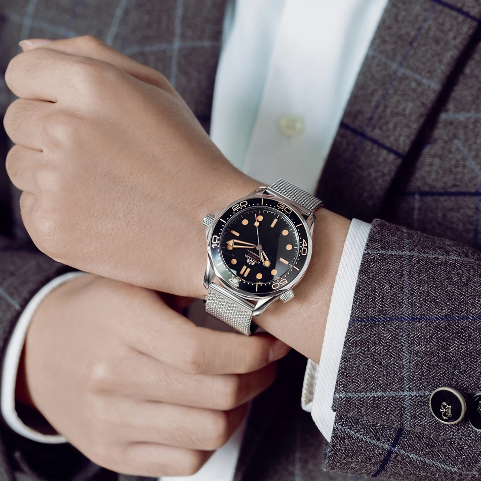 Reloj Automático de acero inoxidable para hombre, pulsera mecánica con correa de nailon, de lujo, estilo Punk