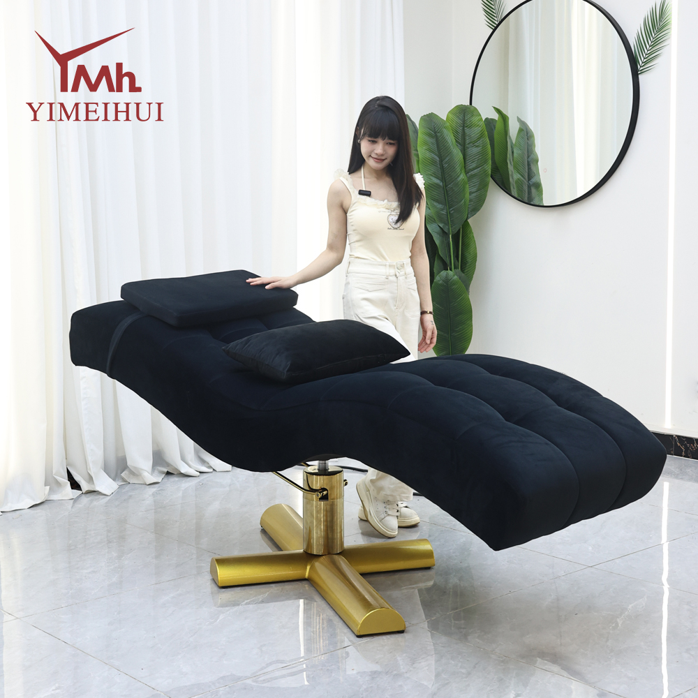 Lit de cils rose en cuir synthétique velours de levage réglable, nouveau design, lit de salon de beauté électrique, chaise faciale