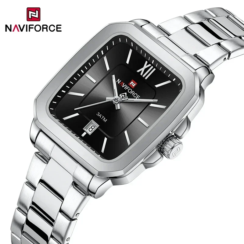 NAVIFORCE wysokiej jakości męski luksusowy zegarek wodoodporny stalowy pasek para wyświetlacz daty zegarki na rękę zegar prezent dla mężczyzn Reloj Hombre