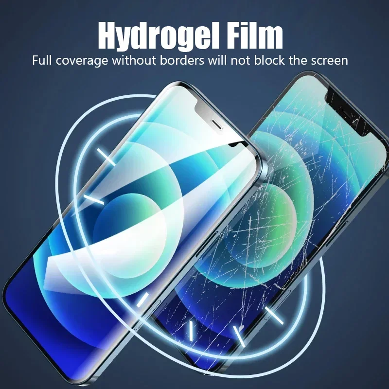 8/4Pcs Soft Hydrogel Film for iPhone 15 13 12 14 11 Pro Max Silicone TPU Screen Protector for iPhone 14 15 XS XR X 7 8 15 Plus