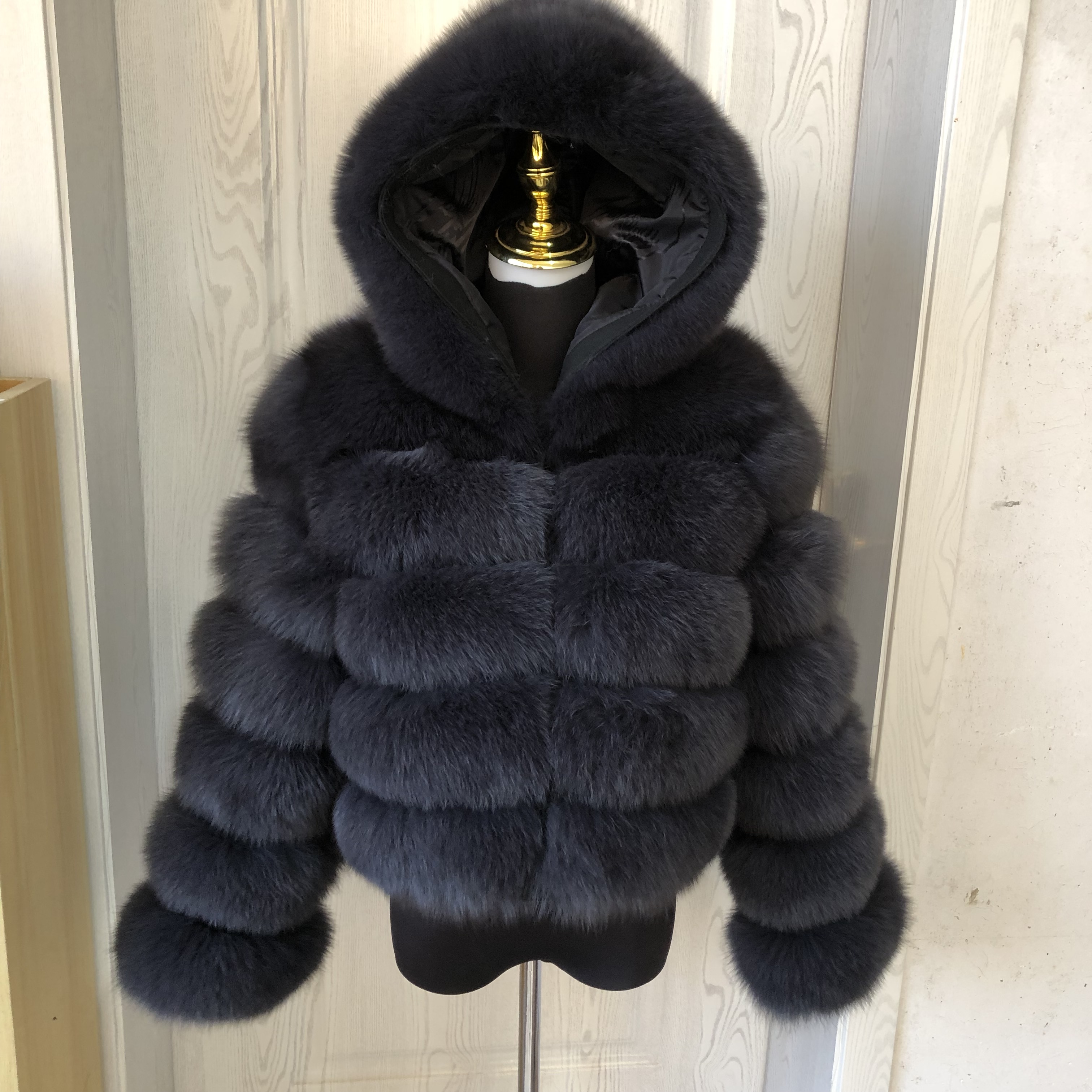 2023 casaco de pele real com capuz feminino inverno quente moda natural pele de raposa real mais jaqueta com capuz de alta qualidade casaco de guaxinim fofo