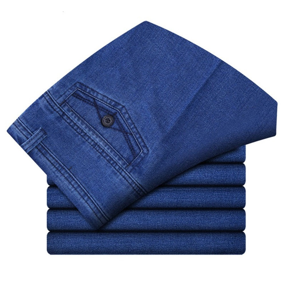 Größe 30-45 Männer Business Jeans Klassischen Männlichen Stretch Jeans Plus Größe Baggy Gerade Männer Denim Hosen Baumwolle Blau arbeit Jeans Männer