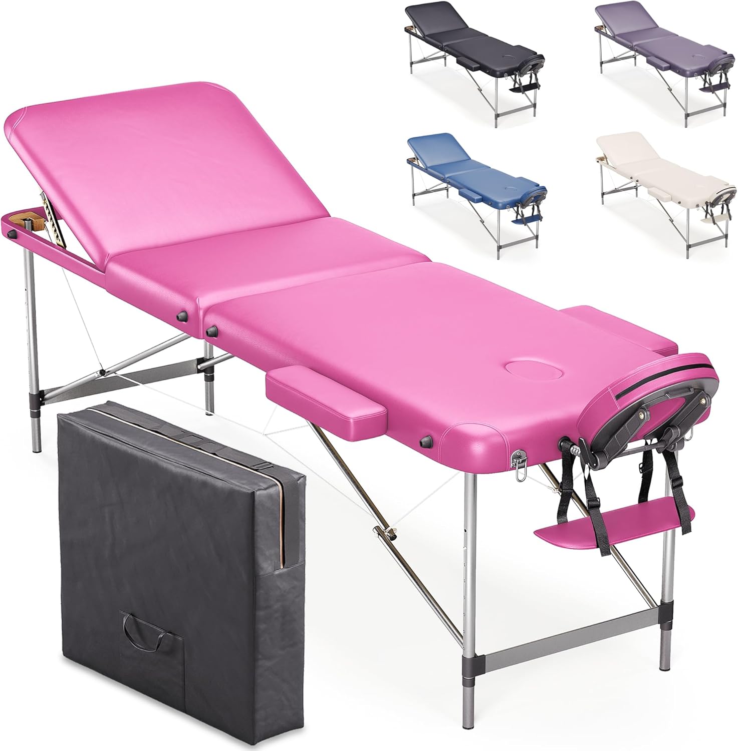 Portatil de aluminio Mesa Cama Banco Plegable masajista - Rosa