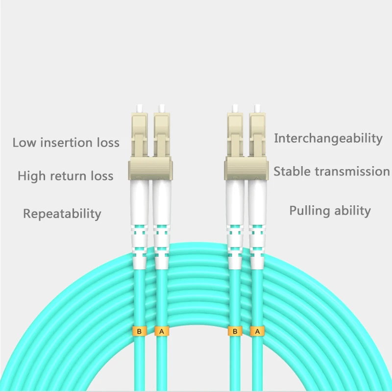 Kabel światłowodowy 10G OM3 OM4 LC UPC-LC UPC Wielomodowy dupleks 2,0 mm LC Kabel światłowodowy Patchcord światłowodowy