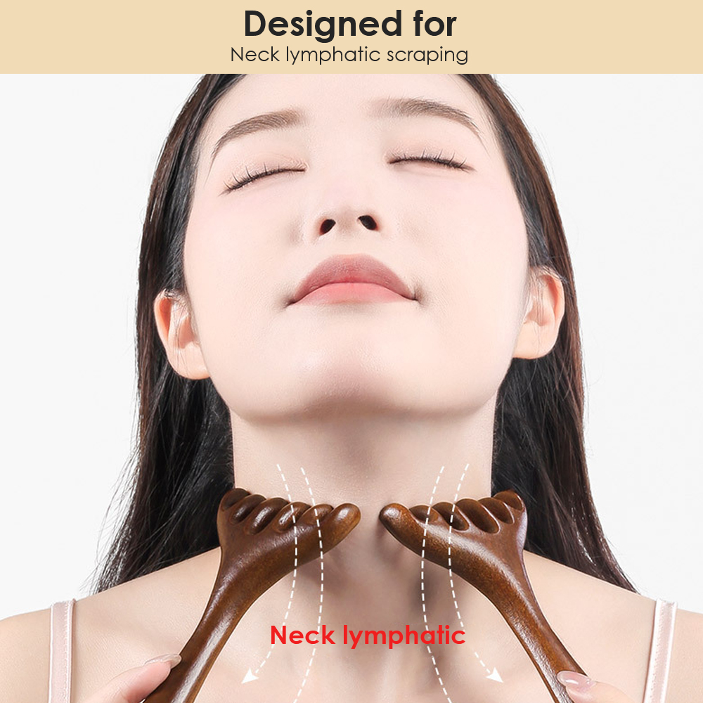 Pente de massagem meridiana com seis garras, antiestático, madeira natural, dente largo, ferramenta gua sha, scratcher, spa, promove a circulação sanguínea