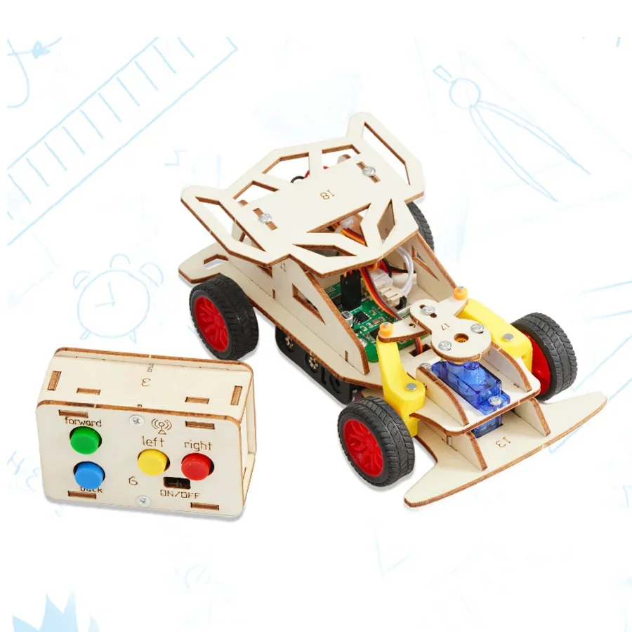 DIY Remote Steering Rear Drive Car Model Science Toys for Kids Physics Experimental Tool Kit Children Educational Toys