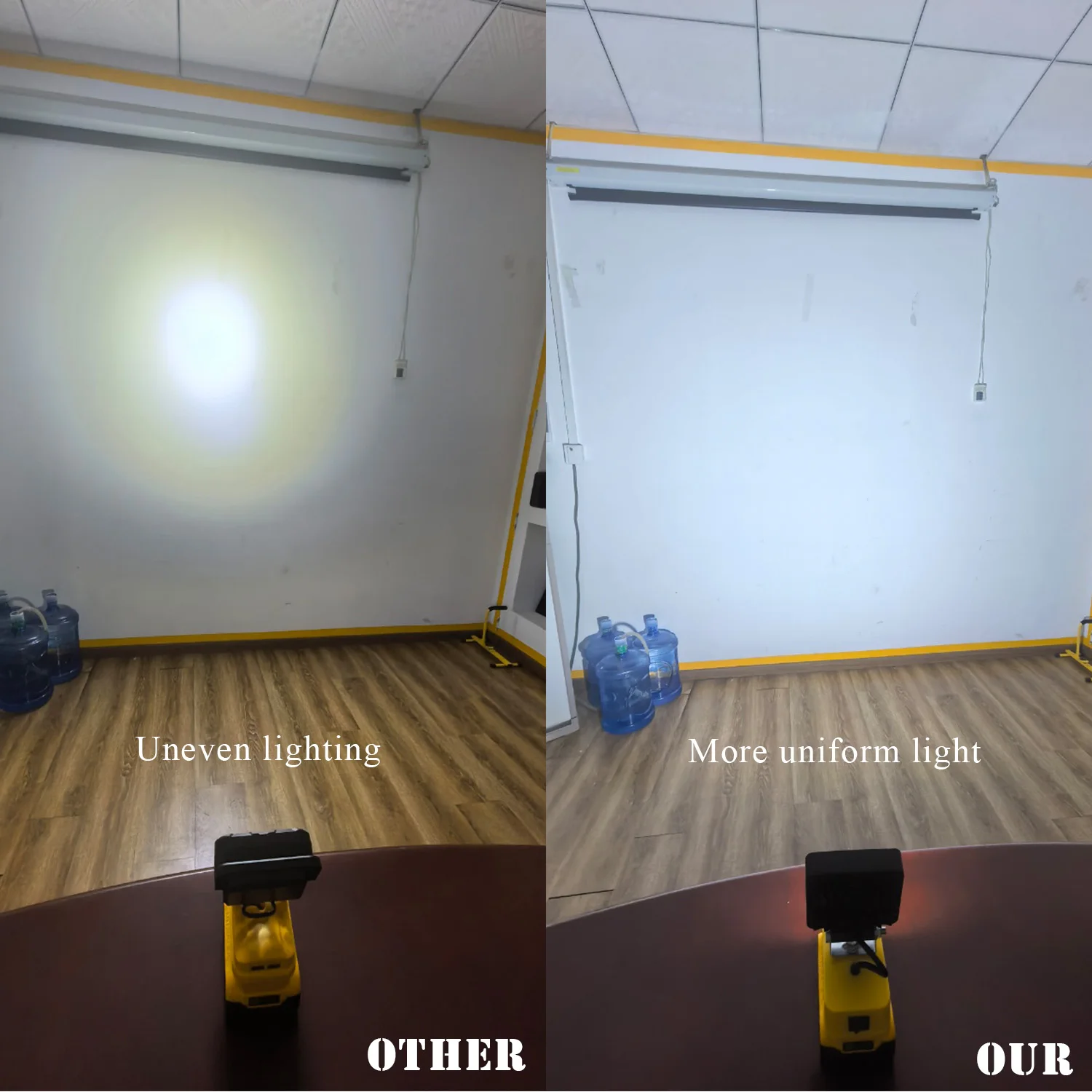 Luz LED de trabajo inalámbrica portátil, Base ajustable, luz de inundación recargable para DeWalt, sin batería, 5200LM, 48W