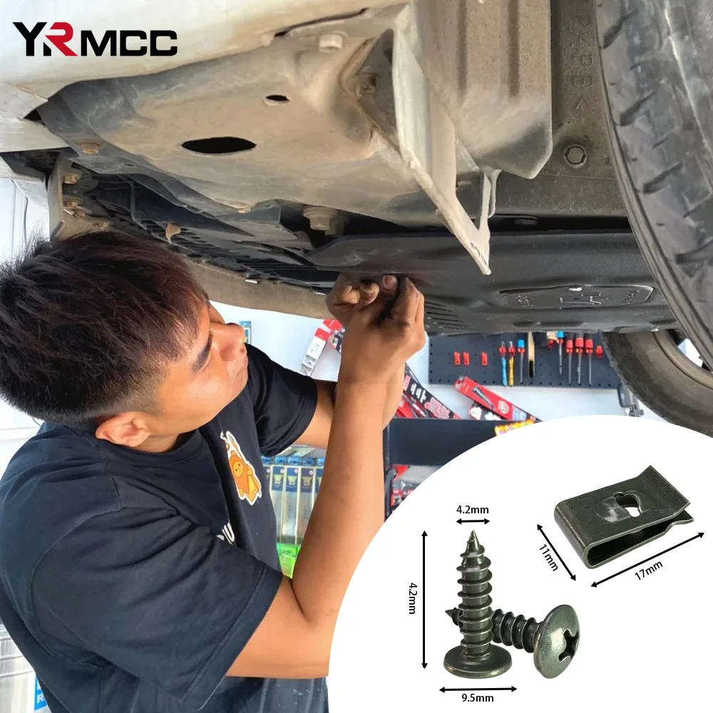 Clipe fixador de carro tipo u, kit de clipes de parafuso de metal para bandeja inferior, proteção contra respingos, parafusos de para-choque, capa de motor automático, acessórios de carro