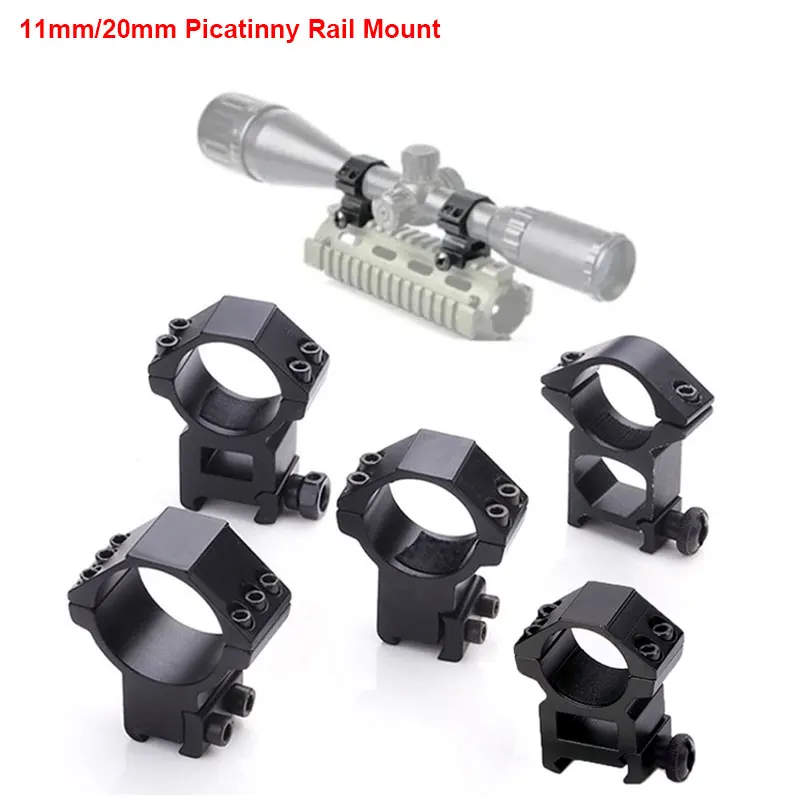 2 pezzi supporto per cannocchiale tattico anello per tubo diametro 25.4/30mm cannocchiali 11/20mm coda di rondine Picatinny Rail torcia elettrica accessori di montaggio