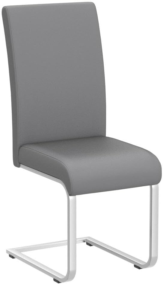 Yaheetech 2pcs Dining Chairs Leather Chairs for Kitchen Dining Room with High Back and MetalDining Furniture Light Gray