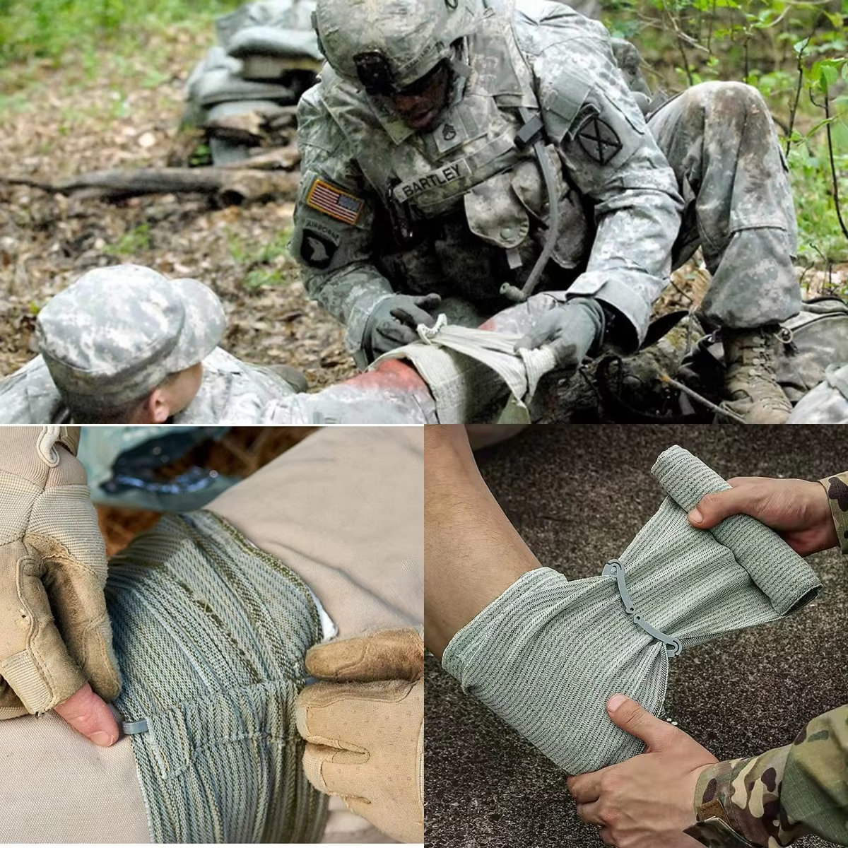 Bandage hémostatique de 4/6 pouces – Premiers secours d'urgence pour le camping, la randonnée et la sécurité extérieure