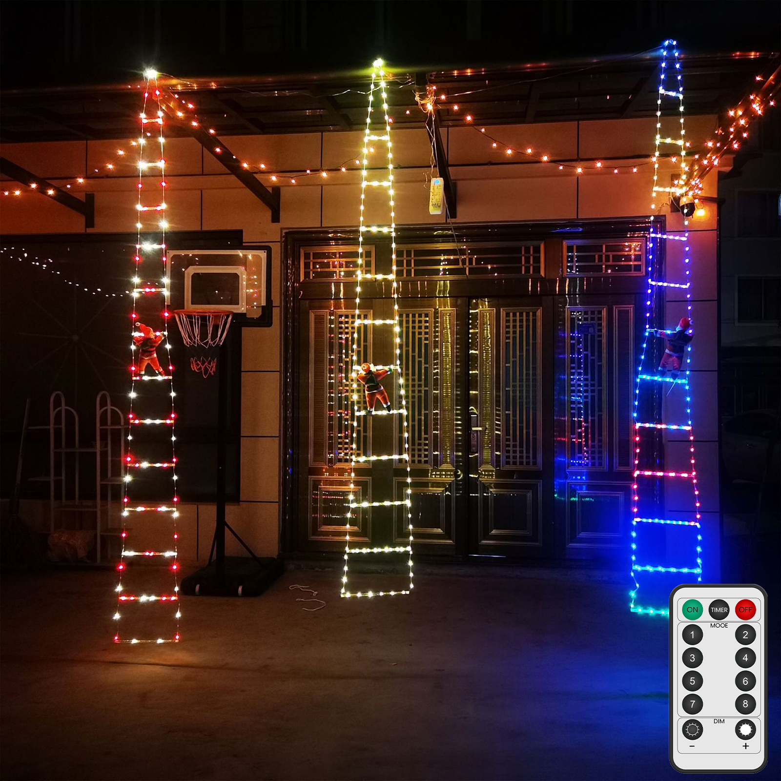 USB-kerst LED-ladderverlichting met kerstman afstandsbediening LED-snaar voor binnen en buiten raam tuin hangend kerstdecor